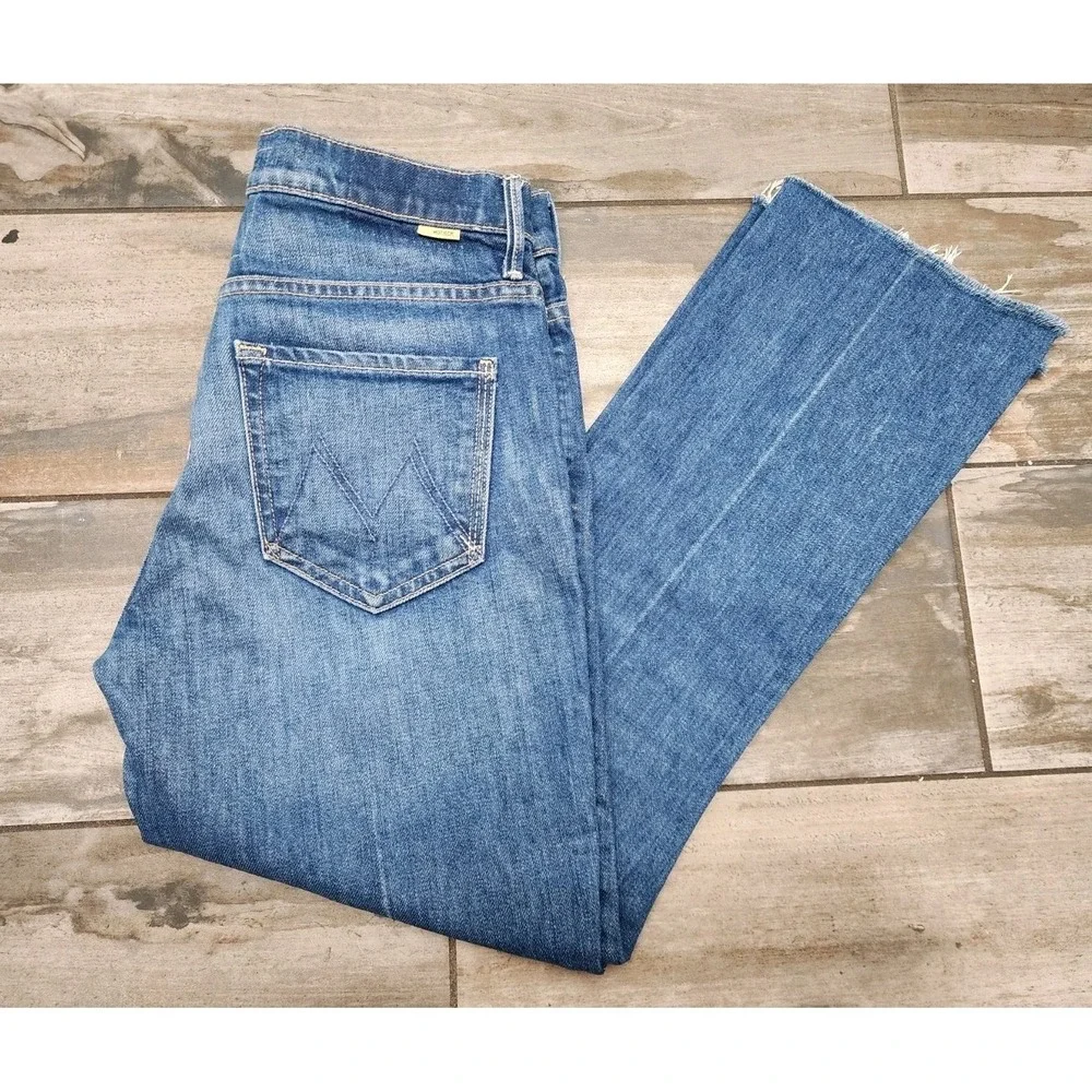 Mother The Insider Crop Step Fray Raw Hem Blue Jean Sz 27